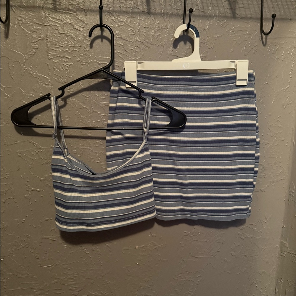 Striped Blue and White Two-Piece Set